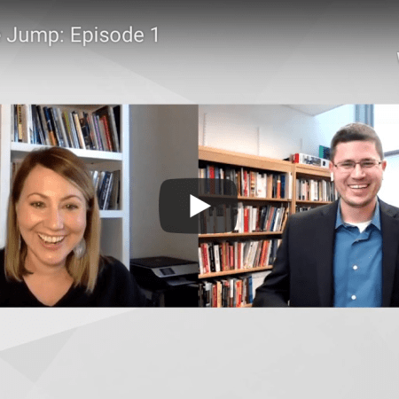 Image of video conversation between April O'Brien & Justin Hodgson.